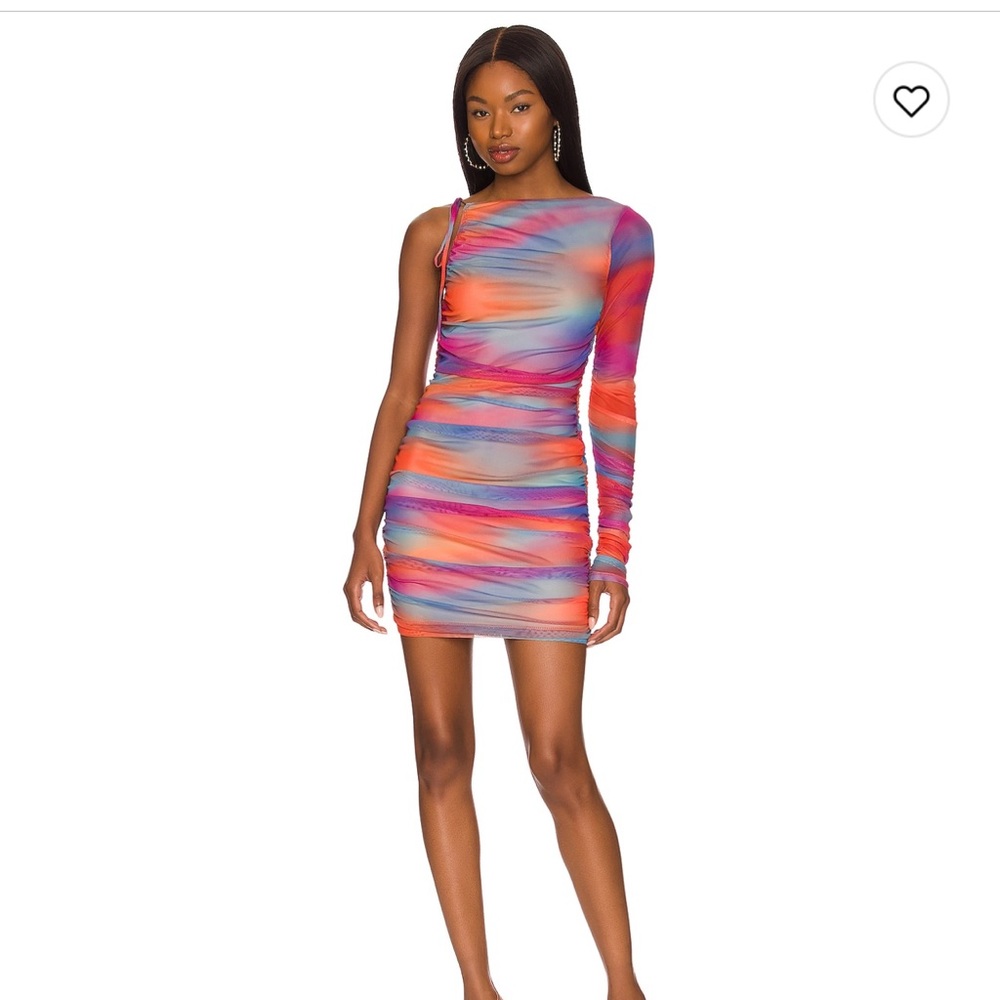 Camila Coelho rainbow one sleeve mini dress. Size small.